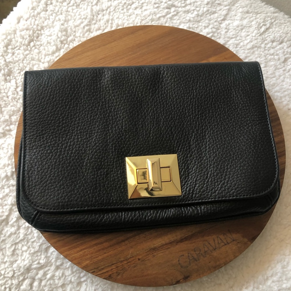 Black leather Italian clutch